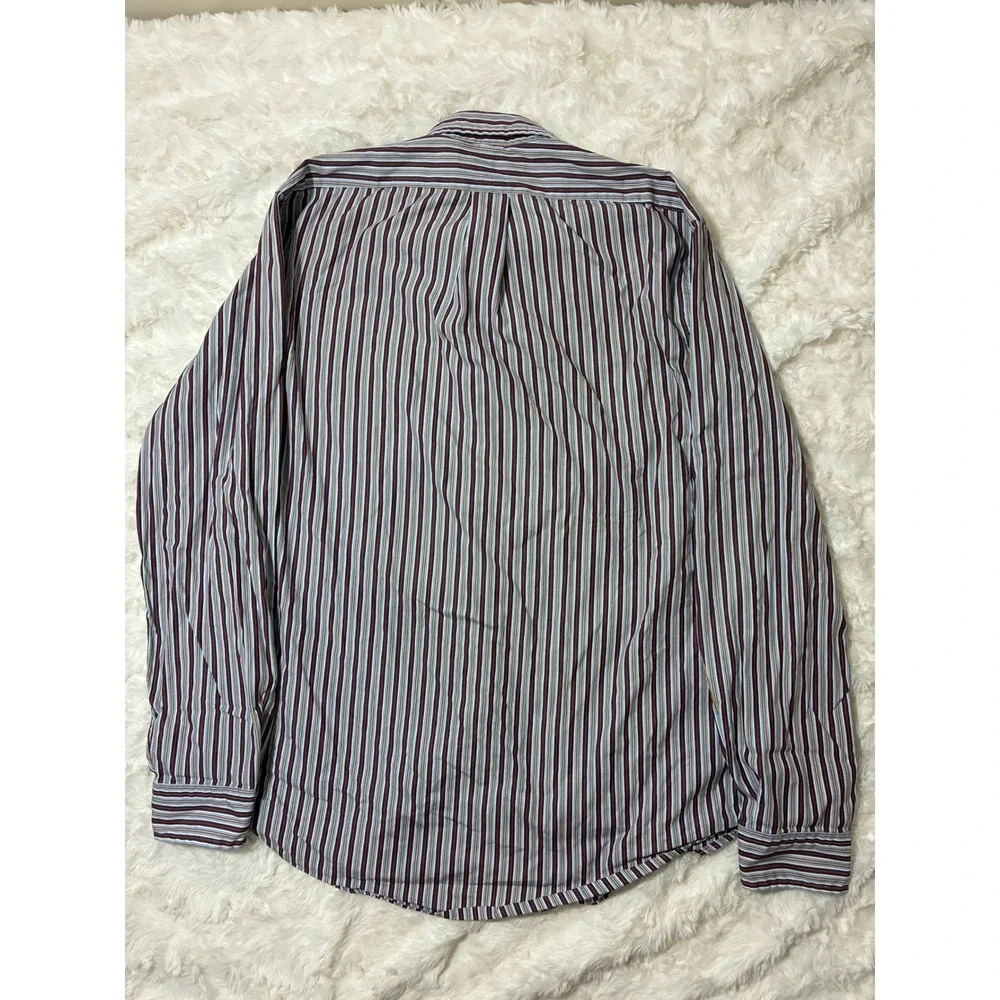 Polo Ralph Lauren Mens Custom Fit Striped Button Down Shirt Blue Red L 16.5